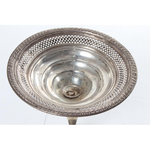 282 - An antique sterling silver tazza, with pierced design & weighted base. measuring 6inches dia x 6.5in... 