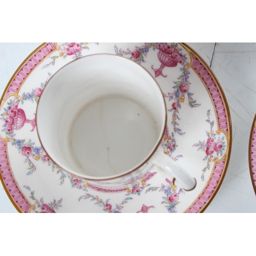 292 - A set of 6 antique Royal Worcester 'Rosemary' coffee cups & saucers.