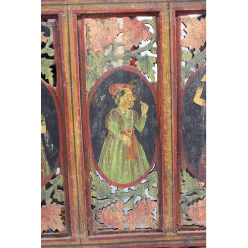 309 - A stunning hand painted 4 fold screen/ room divider, each panel measuring 20x72inches.