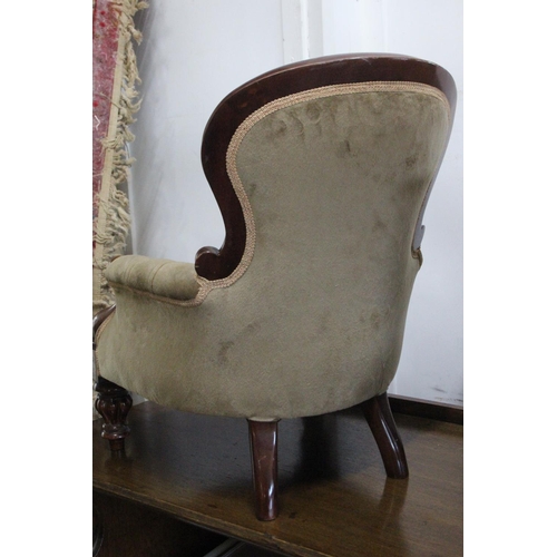 500C - A stunning antique mahogany deep button backed miniature armchair. Measuring approx 21.5inches tall.