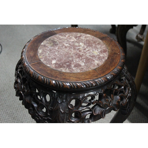 462B - A stunning Chinese Marble topped plantstand. Measuring approx 25inches.