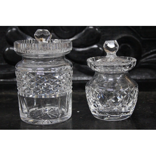 516 - Two Waterford Crystal preserve jars.