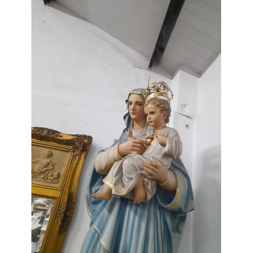 214 - A stunning large antique/ vintage Religious statue of Mary with Jesus/ Madonna with Child on stand, ... 