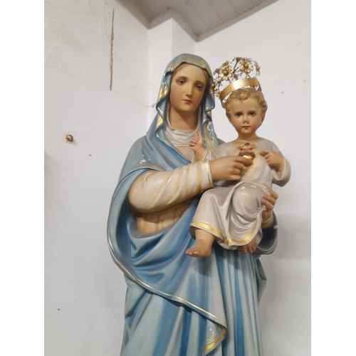 214 - A stunning large antique/ vintage Religious statue of Mary with Jesus/ Madonna with Child on stand, ... 