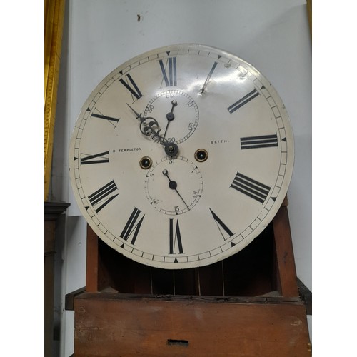 103 - A stunning antique 'Barrel/ Drum head' Scottish grandfather clock, painted dial reading 'M Templeton... 