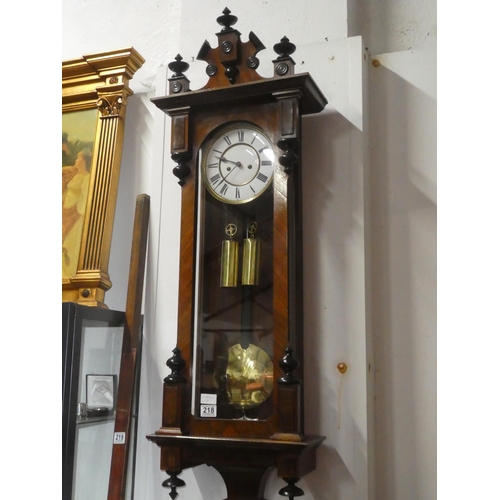 218 - A stunning antique Victorian double weight Vienna wall clock.