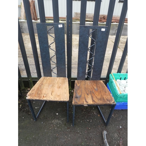 73 - Two metal framed chairs (a/f).