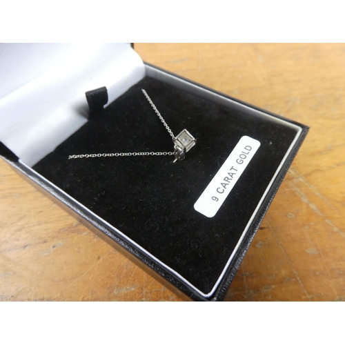 106 - A 9ct White Gold necklace with CZ pendant.