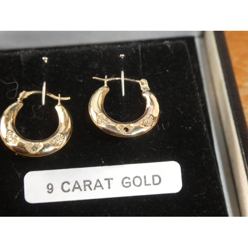 107 - A pair of 9ct yellow gold earrings.