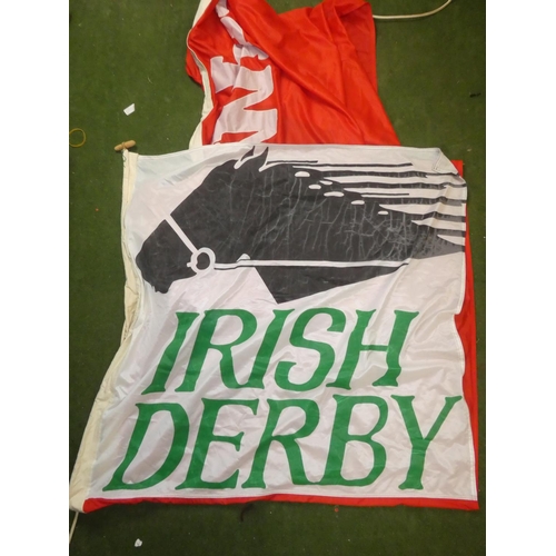 149 - An Irish Derby and Budweiser advertising flags.