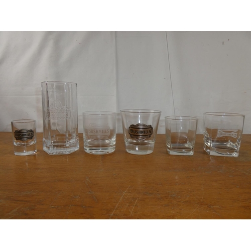 179 - A collection of assorted Bushmills Whisky glasses.