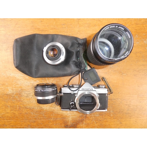 188 - A vintage Olympus camera & accessories.