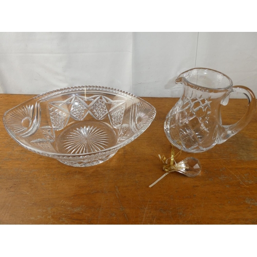 189 - A Webb & Corbett water jug, glass bowl and more.