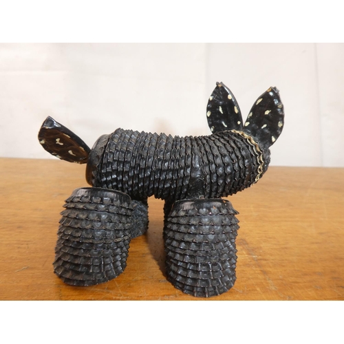 91 - A vintage/ retro dog, made from bottle caps.