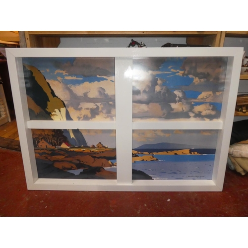 231 - A large 'window' picture of the North Antrim Coastline, by Norman Wilkinson. 48 inch height x 33 len... 