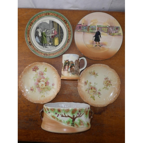 152 - An Royal Doulton mug, plates and vintage planter with tree design.