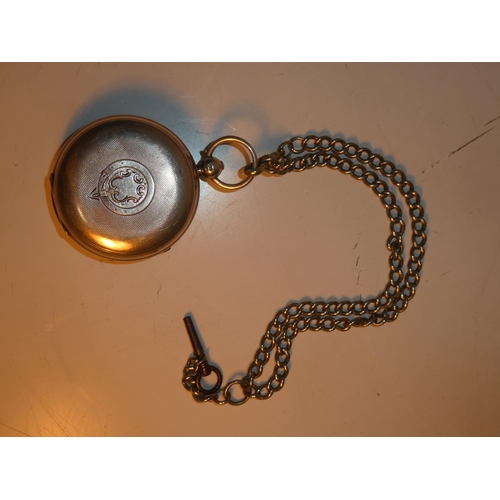 165 - An antique Sterling Silver pocket watch, fob chain and key, produced by J.C. Graves Sheffield. 'The ... 