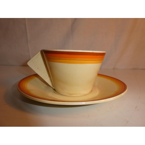 97 - A stunning Art Deco Clarice Cliff cup and saucer.