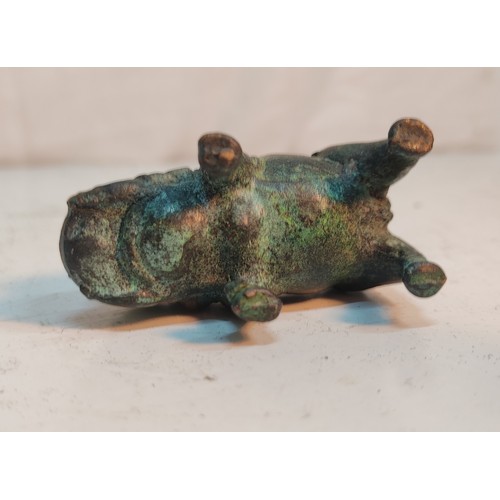 94 - An antique Chinese Oriental bronze warthog / pig.