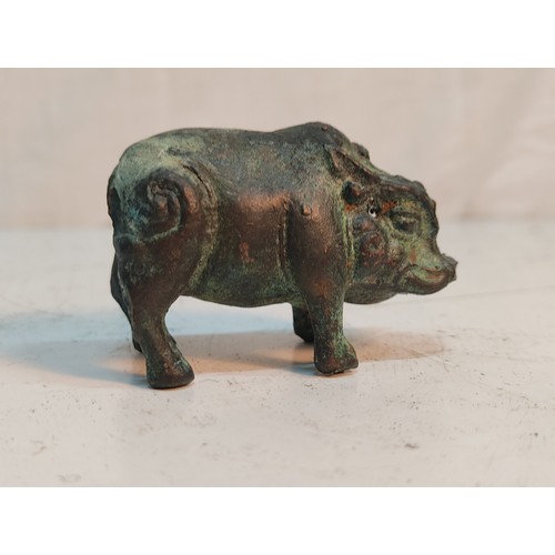 94 - An antique Chinese Oriental bronze warthog / pig.