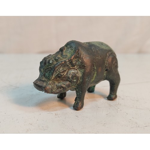 94 - An antique Chinese Oriental bronze warthog / pig.