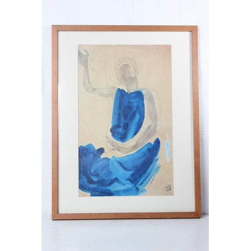 226 - A framed print 'Cambodgienne Assise' stamped lower right corner 