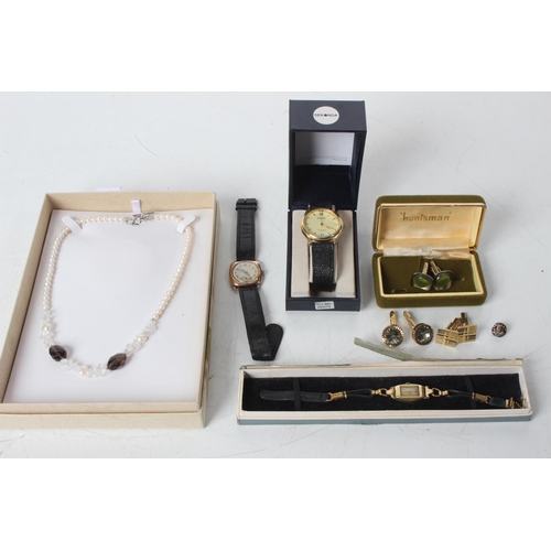 289 - A lot of assorted jewellery to include cufflinks, a cased Sekonda watch, two antique 9ct gold watche... 