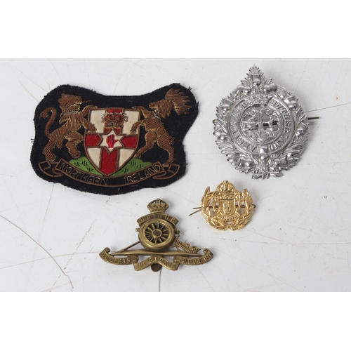 294 - A 'Northern Ireland' military fabric badge, a UDA badge and more.