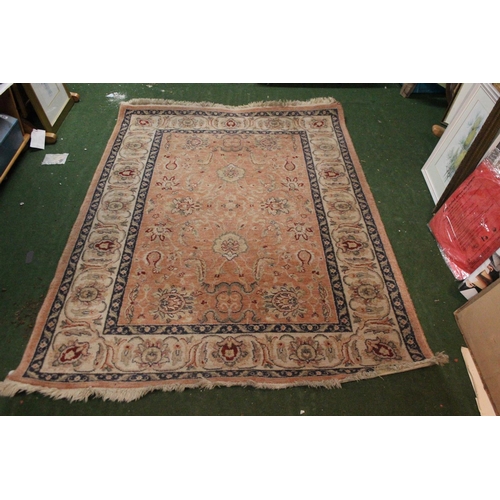 296 - A floral patterned rug, measuring 200cm x 132cm.