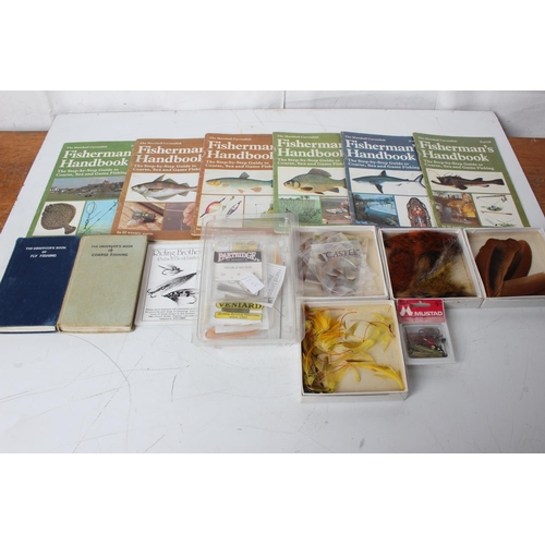 337 - A lot of assorted feathers for fly tying/fishing, two Observer's Books 'Fly Fishing' and 'Coarse Fis... 