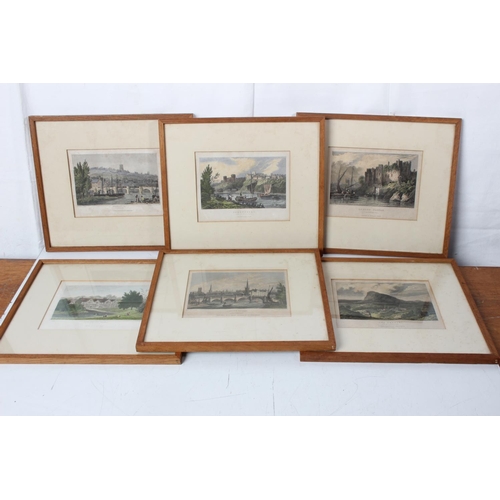 348 - A set of six framed English scenes to include Ludlow Castle, Pitchford Hall and more.