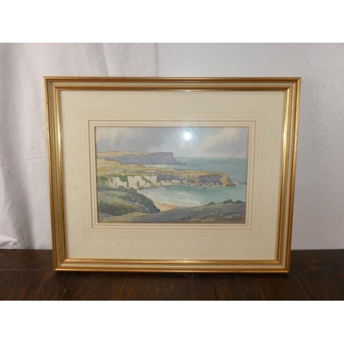 139 - A gilt framed watercolour 'Portbradden' signed W J Mullan measuring 52cm x 42cm including frame.