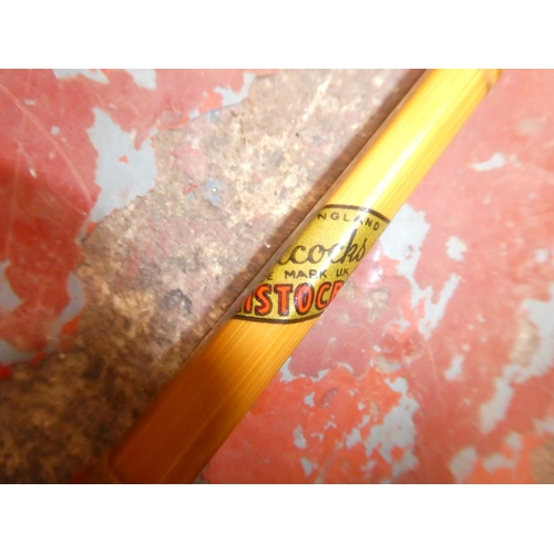 179 - A vintage Alcocks 'Aristocrat' spilt cane fishing rod.