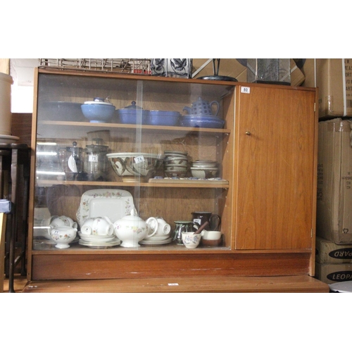 80 - A vintage/ Mid Century Remploy display cabinet with sliding glass doors. 122x83x30cm.