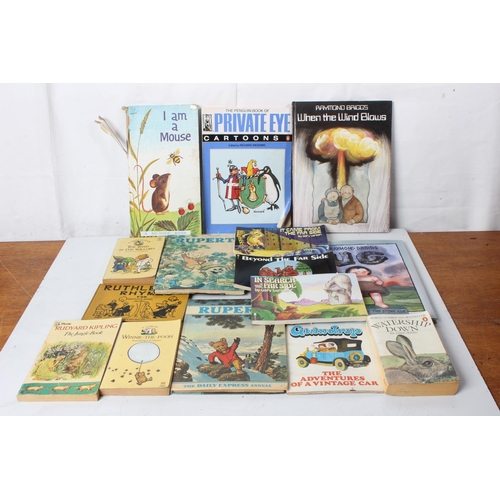 87 - A lot of vintage children books to include a 1940's Rupert Annual and another, The Jungle Book, Winn... 