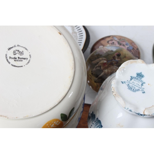 357 - A lot of ceramics including two antique pot lids 'A Letter from the Digging's' and 'The Cavalier', a... 