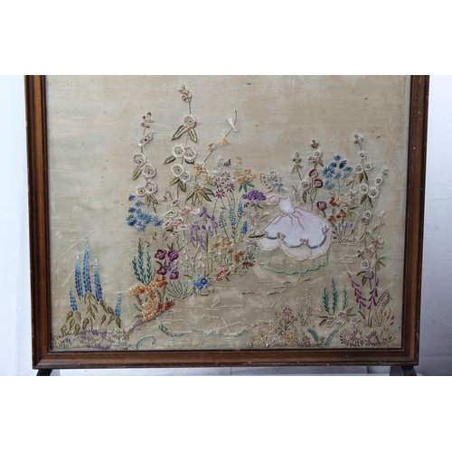 383 - A large antique firescreen 'Pretty Ladies' handcrafted panel.