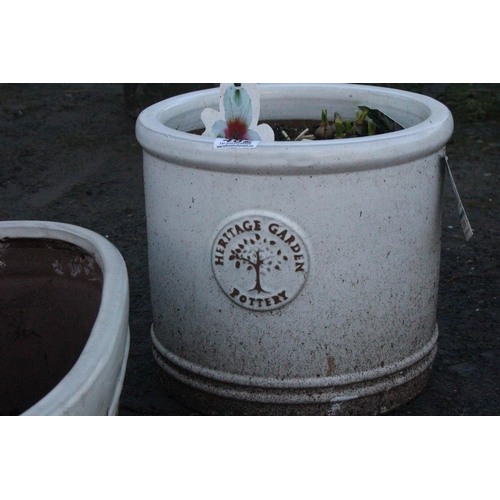 Two Heritage Garden Pottery plant pots.