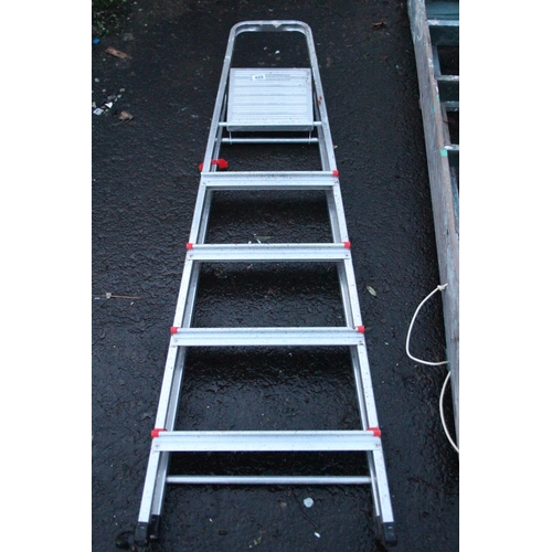 488 - A folding aluminium step ladder.