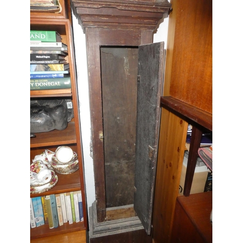 407 - An antique mahogany longcase clock with brass dial for restoration made by John Dixon Warwick.