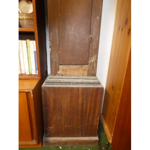 407 - An antique mahogany longcase clock with brass dial for restoration made by John Dixon Warwick.