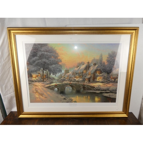 412 - A large gilt framed picture 'Cobblestone Lane VI' by Thomas Kinkade.