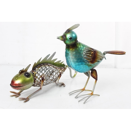 382 - Two metal figures, in the form of a bird and a lizard.