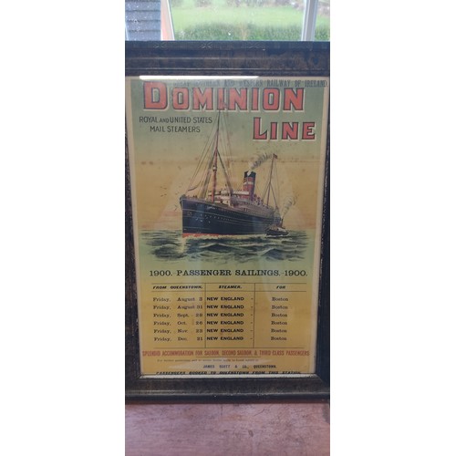 487 - A framed 'Dominion Line' poster / print.