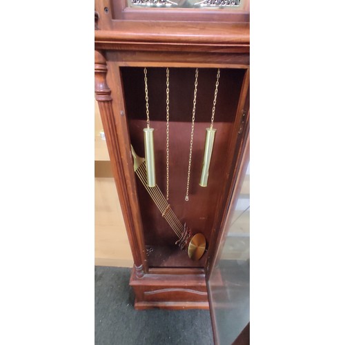 101 - A modern grandfather clock with brass dial.