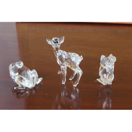 20 - A Swarovski crystal squirrel and frog, and a crystal deer.