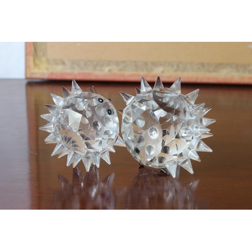 31 - Two Swarovski crystal hedgehogs.