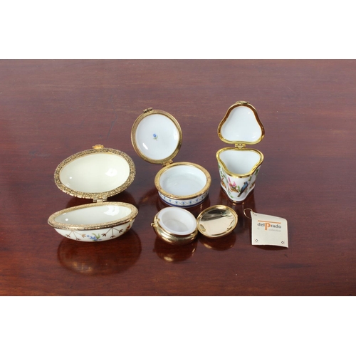 49 - Two Del Prado porcelain pill boxes and two others.