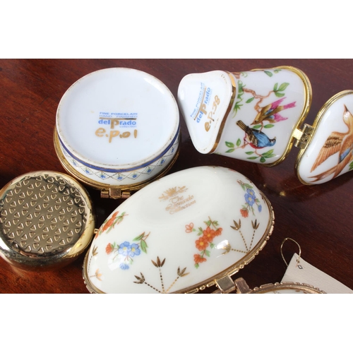 49 - Two Del Prado porcelain pill boxes and two others.