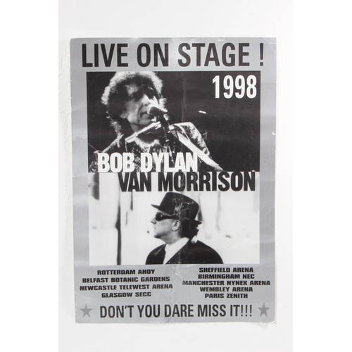 64 - A vintage Bob Dylan/Van Morrison concert poster dated 1998. 14 x 19.5 inch